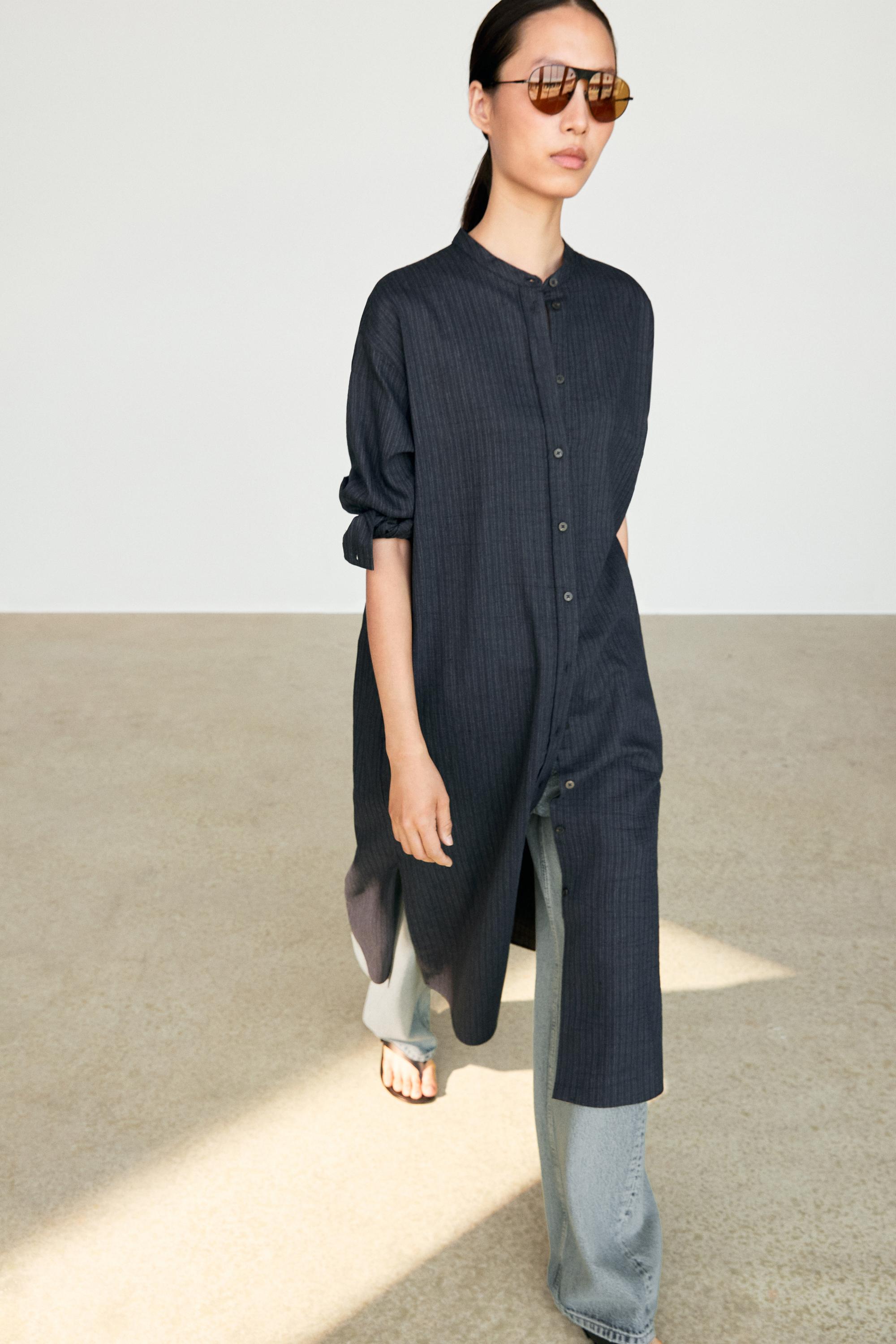 Flowing midi shirt dress